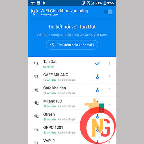 Chọn vào wifi bất kì