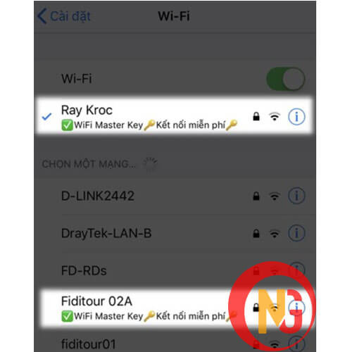 Chọn vào wifi có báo Wifi master key