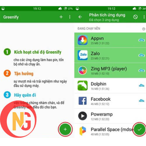 Tắt ứng dụng chạy nền sử dụng app Greenify