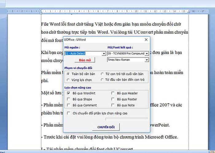 Phần mềm Uconvert đổi font chữ tốt nhất sẽ giúp bạn đối phó với những vấn đề font chữ một cách dễ dàng. Với tốc độ xử lý nhanh, hiệu quả và độ chính xác cao, phần mềm này sẽ giúp bạn khắc phục tất cả những vấn đề có thể xảy ra với font chữ. Bạn sẽ không còn phải lo lắng về vấn đề này nữa với phần mềm Uconvert.