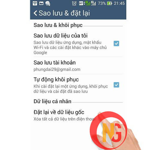 Chọn đặt về dữ liệu gốc