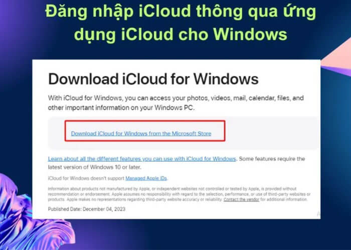 Hướng dẫn đăng nhập iCloud trên Windows