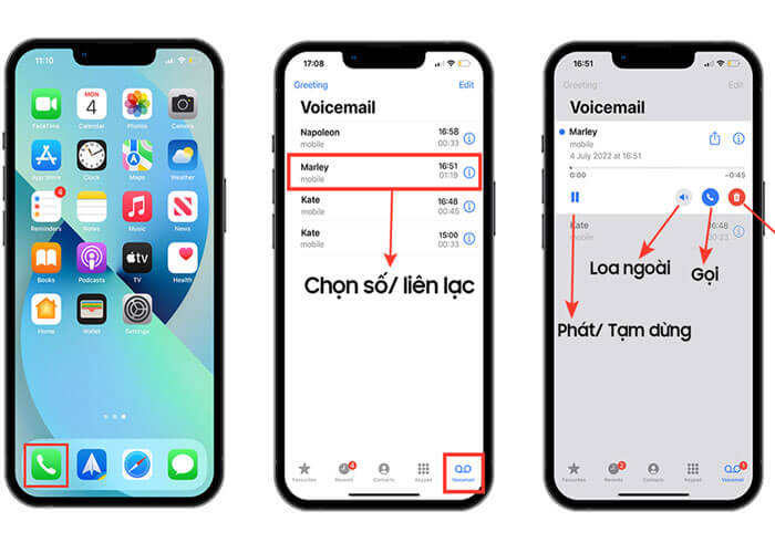 Ghi âm cuộc gọi Iphone bằng Voicemail