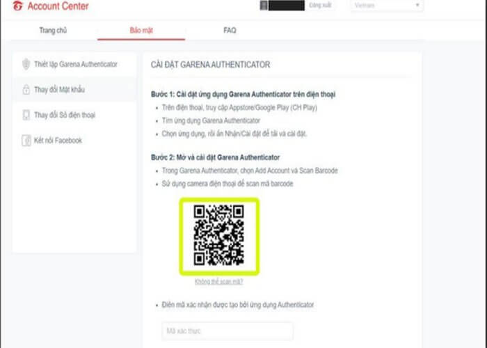 Nạp thẻ Garena bằng cách tạo mã QR