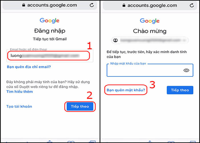Lấy lại mật khẩu Gmail bằng cách quên mật khẩu